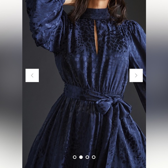 NWT Anthropologie navy Jacquard Mini Dress size xs - Picture 3 of 8